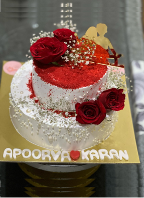 Red Velvet Anniversary Two Tier Cake