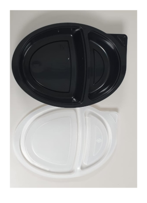2 CP Oval Tray with lid Black pack of 10