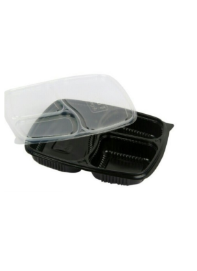 3 CP Mini Meal Tray with lid Black pack of 50