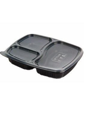 3 CP Meal Tray XL with lid Black pack of 50