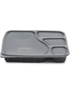 4 CP Meal Tray with lid Black pack of 50