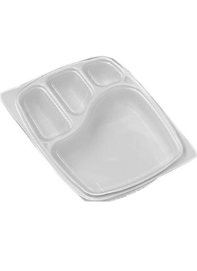 4 CP Meal Tray with lid White pack of 50