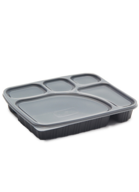 5 CP Meal Tray with lid Black pack of 50