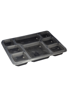 8 CP Meal Tray with lid Black pack of 50