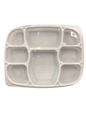 8 CP Deluxe Meal tray with lid White pack of 50