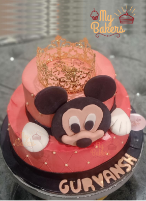 Two Tier Mickey Mouse Theme Cake