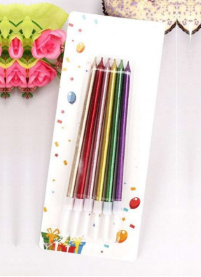 Metallic candle slim Multi Color 5.5 inch pack of 1