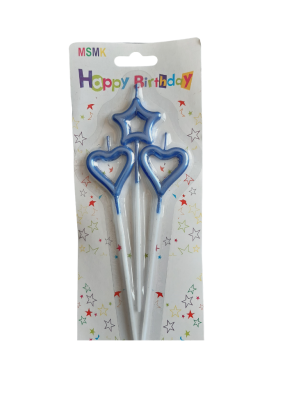 Star heart hollow candle Blue pack of 1