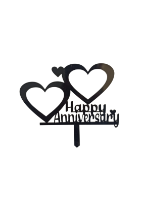 Happy Anniversary Heart Black Acrylic Topper 5 inch Pack of 1