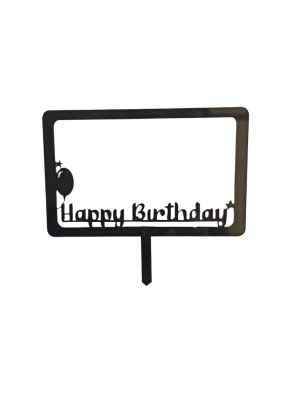 Happy Birthday Frame Black Acrylic Topper 5 inch Pack of 1