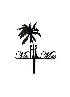 Mr And Mrs Palm Tree Black Acrylic Topper 5.5 inch Pack of 1