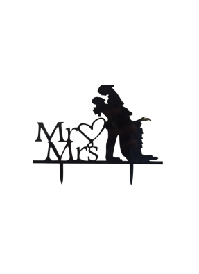 Mr And Mrs Romantic Black Acrylic Topper 4 inch Pack of 1