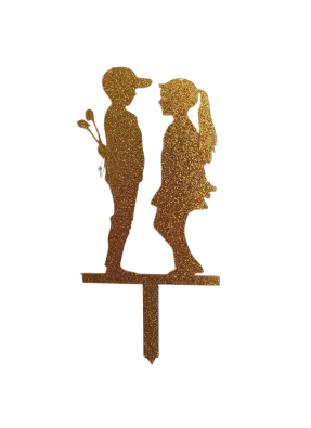 Proposing Couple Glitter Gold Acrylic Topper 5 inch Pack of 1