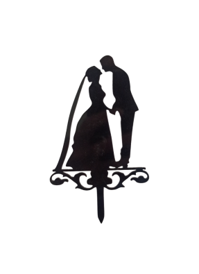 Romantic Bride And Groom Black Acrylic Topper 5.5 inch Pack of 1