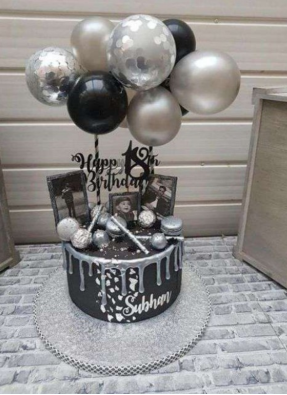 Cake topper balloon bunch Silver black 5 inch pack of 1