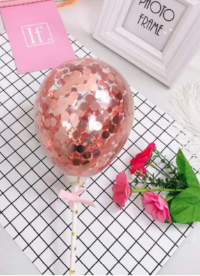 Confetti Balloon Cake Topper Rose Gold pack of 1