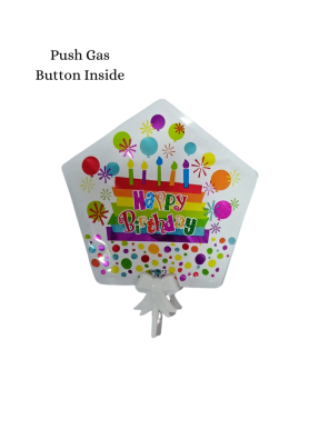 Happy Birthday Cake Foil Balloon Cake Topper White