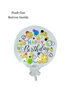Happy Birthday Foil Balloon Cake Topper White