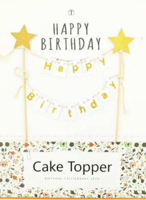 Happy birthday cake bunting banner type cake topper white pack of 1