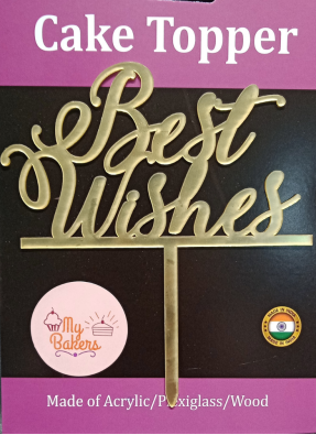 Best Wishes Gold Mirror Acrylic Topper 6 inch Pack of 1