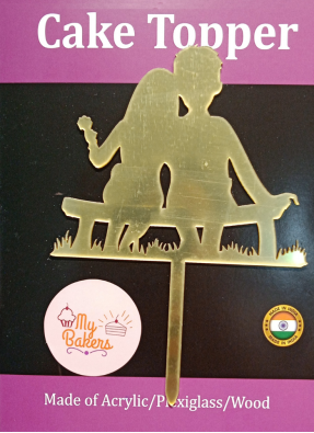 Girl On Boy Shoulder Golden Acrylic Topper 6 inch Pack of 1