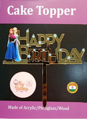 Happy Birthday Girls Golden Acrylic Topper 6 inch Pack of 1