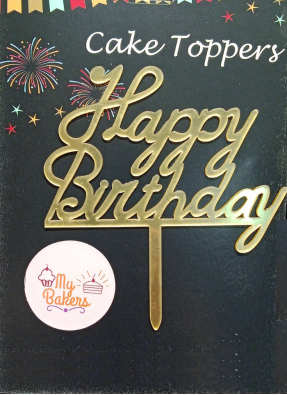 Happy Birthday Italic Gold Mirror Acrylic Topper 5 inch Pack of 1