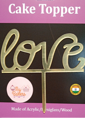 Love Gold Mirror Acrylic Topper 6 inch Pack of 1