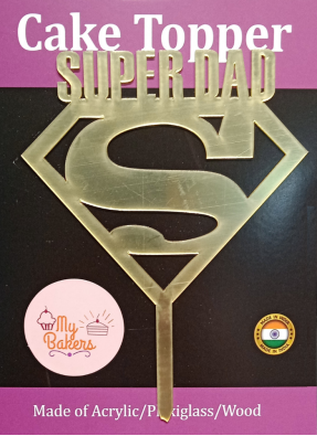 Super Dad Golden Acrylic Topper 6 inch Pack of 1