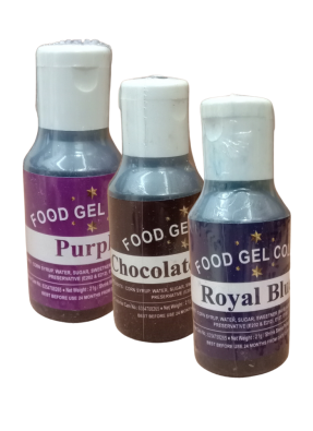 Food Gel Color Royal Blue Chocolate Brown Purple pack of 3
