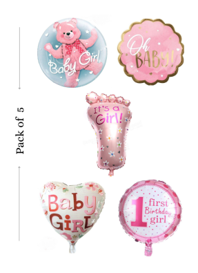 Baby girl foil balloon 5 pieces pack of 1