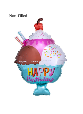 Happy Birthday Ice Cream Bowl Foil Balloon 18 inch Multi Color