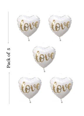 Love heart shape foil balloon 18 inch pack of 5