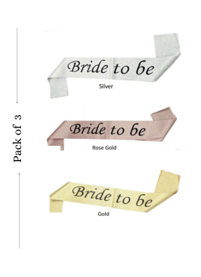 Glitter Sash Bride To Be Assorted Color 3 pieces pack of 1